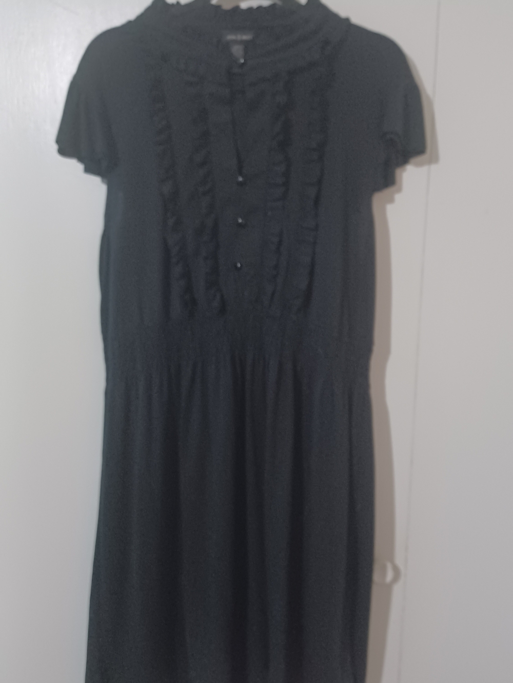 Sam & Max Black Ruffle Front Mini Dress